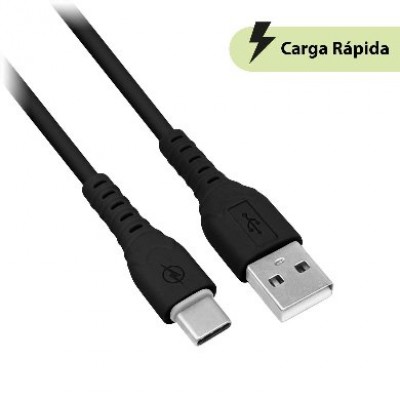 CABLE CARGA RAPIDA|| USB V3.0 TIPO C||PVC|| 1.0 M|| COLOR NEGRO|| BROBOTIX